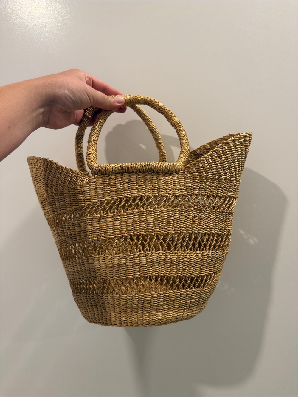 Woven Straw Tote Bag - Natural Brown